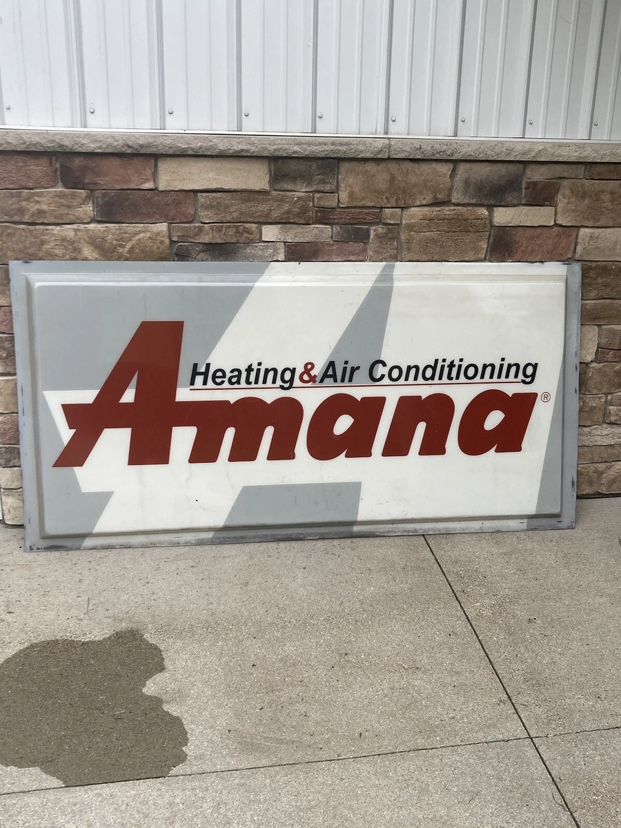 VINTAGE AMANA APPLIANCE STORE HEATING AIR CONDITIONING ADVERTISEMENT SIGN