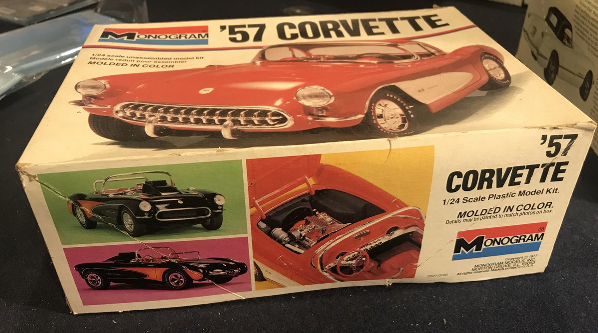 MONOGRAM MODEL KIT, 1957 CORVETTE 1:24, COMPLETE Not Started 1977 