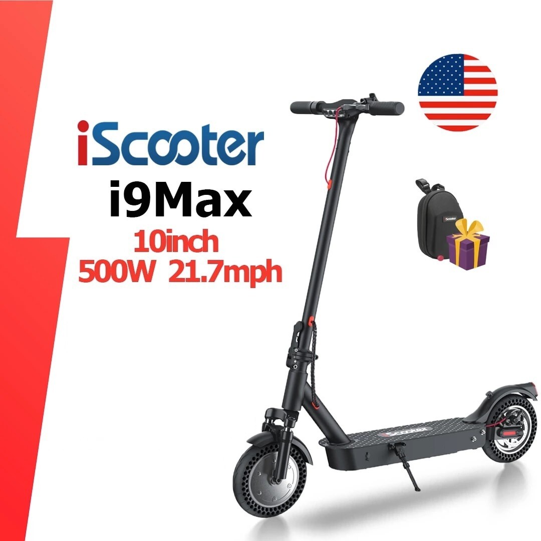 Trottinette électrique iScooter i9M pour adultes, trottinette électrique de transport 500 W 10 pouces avec régulateur de vitesse, double système de freinage - iScooter