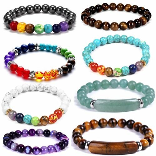 7 Chakra Natural Stone Bracelet Healing Reiki Beads Bangle Prayer Women Jewelry - Zdjęcie 1 z 18