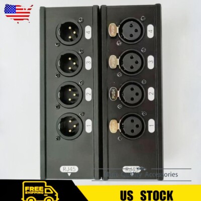 4 Channel 3-Pin XLR Male Female To Single Ethercon Audio Network Box Extender 
