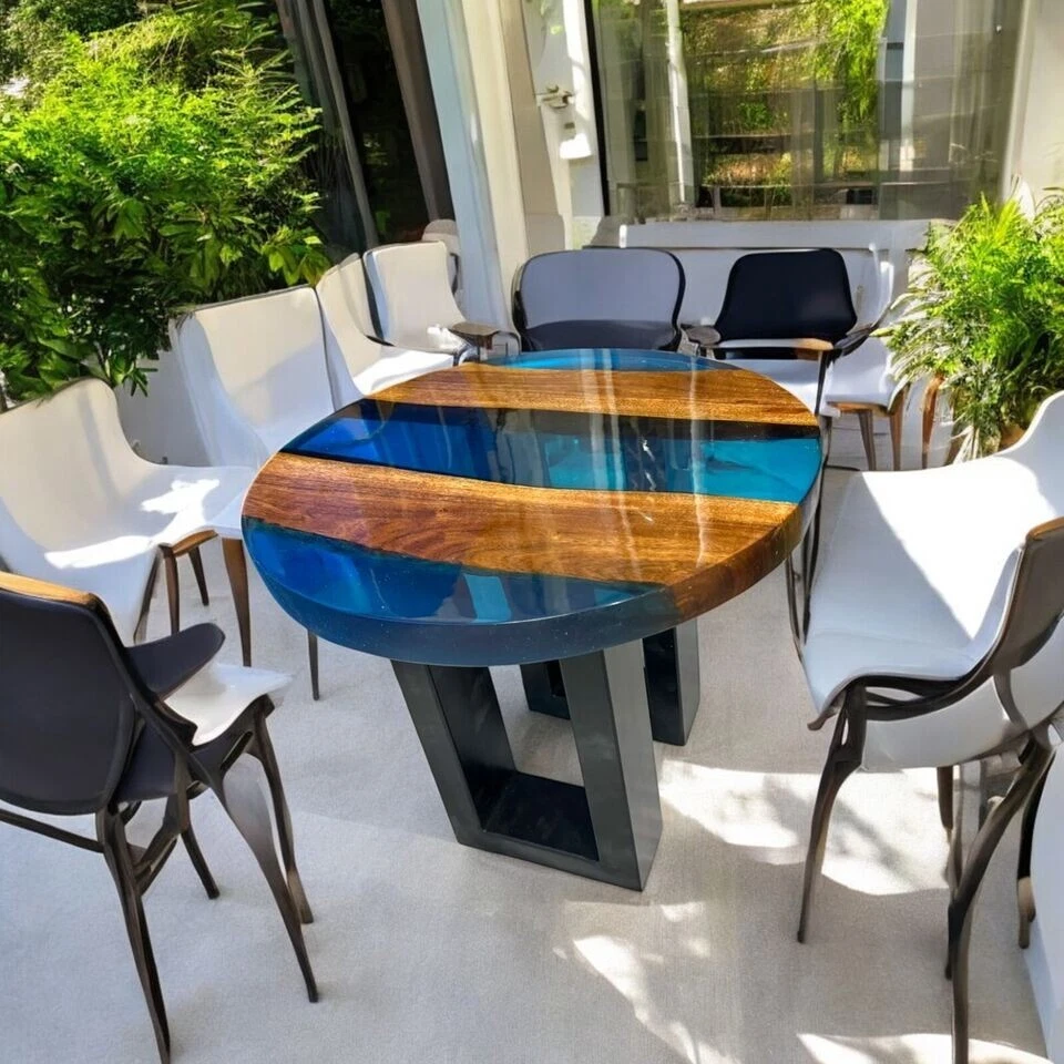 Blue River Epoxy Resin Console Side Table Top, Epoxy Wooden Table Top, Home Deco - Image 3 of 4