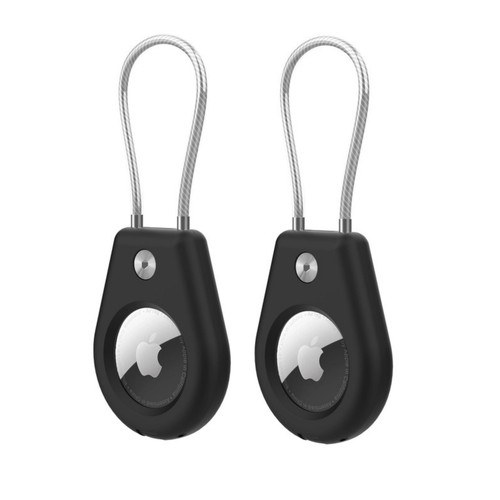 Heavy Duty Protective Case For Apple Airtag 2 Pack - Secure Airtag Case, Black