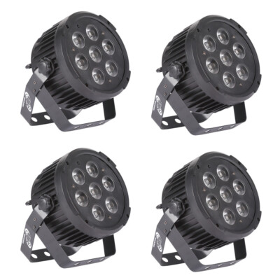 4x ETEC LED Compact PAR 7 Scheinwerfer 7x10 Watt RGBWA+UV 6in1 Event Bühne DJ