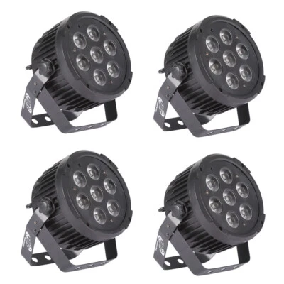 4x ETEC LED Compact PAR 7 Scheinwerfer 7x10 Watt RGBWA+UV 6in1 Party Disco Show - Bild 1 von 4