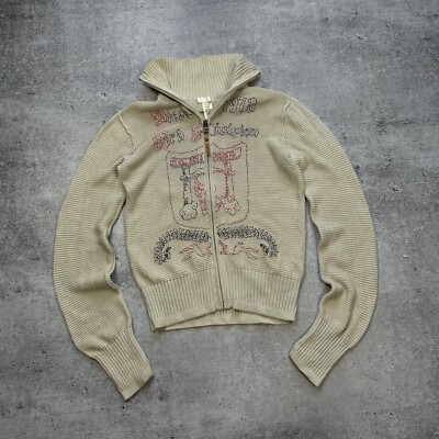 Diesel Vintage Y2K Avant Garde Full Zip Sweatshirt Long Sleeve Beige  Women’s L
