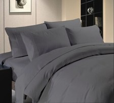 1000TC Egyptian Cotton Gray Solid All US Bedding Items Cal/King/Queen/Twin/Full