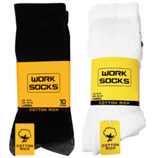 20x Pairs Mens Work Socks - Cotton Rich, Durable, Cushioned UK 6-11 EUR 39-45