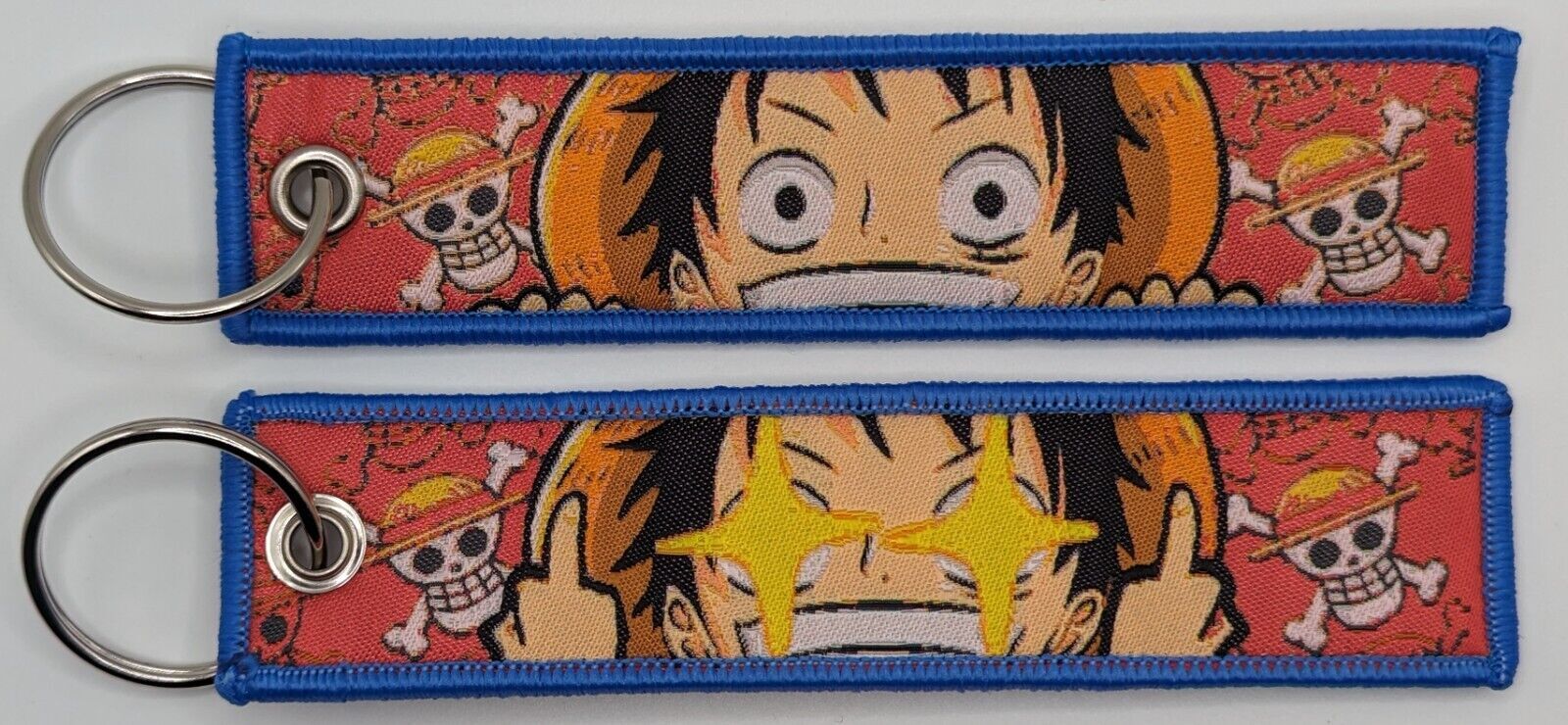 Llavero bordado tela One Piece Luffy Anime manga batclip 13x3 cm NUEVO
