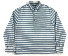 Chubbies Mens Long Sleeve Shirt The Nutter Flannel Popover Sz Large Blue Stripe
