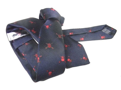 CRAVATTA blu con teschi bianchi azzurri gialli rossi verdi grigi cravattino slim - Picture 5 of 12