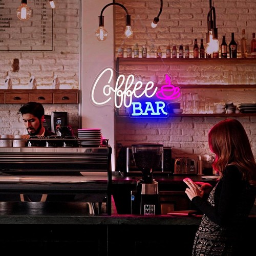 Coffee Shop Neon Signs LED Light Wall Decor Cafe Restaurant OPEN Window Drink - Picture 4 of 9