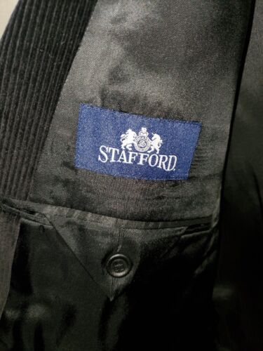 Stafford Mens Two Button Black Blazer Cotton Corduroy Sport Coat Jacket 42L NEW - Picture 5 of 7