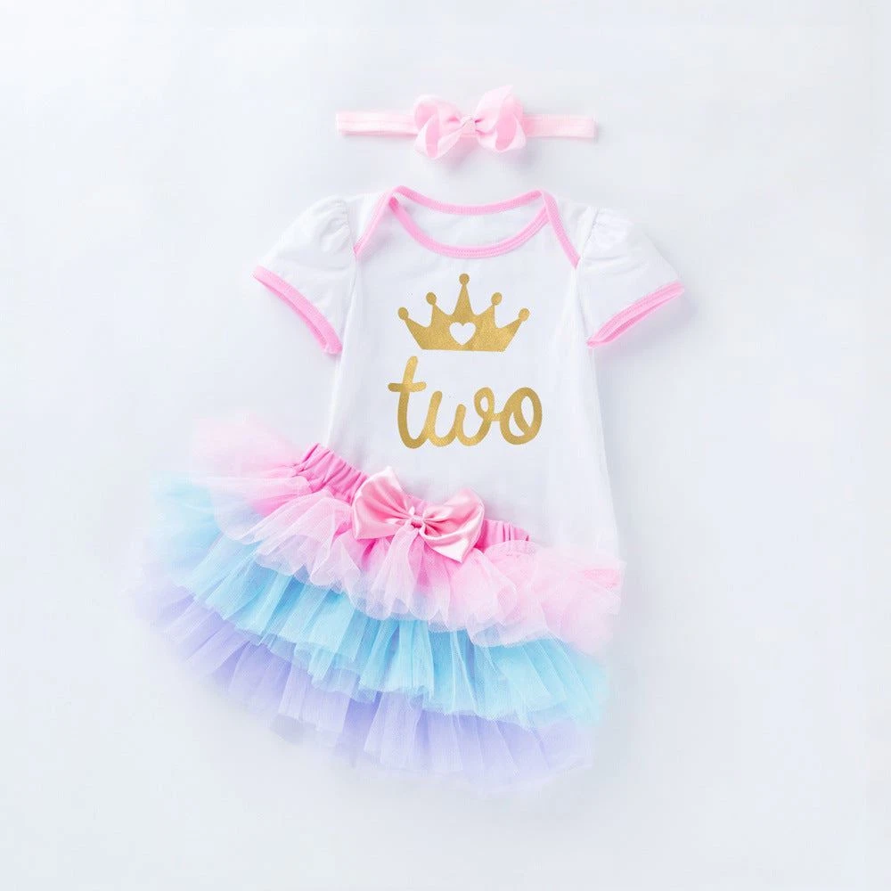 New 2nd Birthday Tutu Outfit for Baby Girl Pink Tutu Skirt Party Kids Clothes