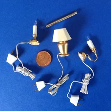 3 Dollhouse WORKING LIGHTS, lot of 12 volt, 1:12 scale, 1 flame tip bulb remover