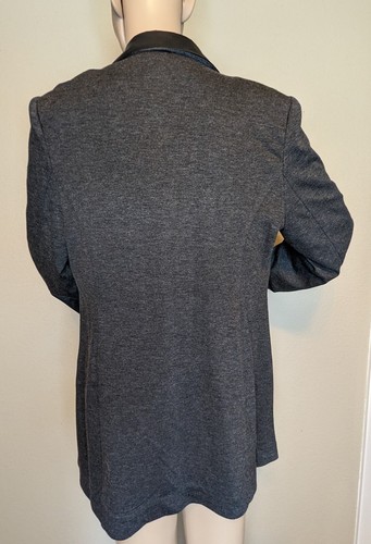 Black Knit Faux Leather Trim Vegan Blazer NEW Jacket Size 10 SUSAN GRAVER - Picture 3 of 6