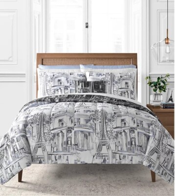 Sunham Rues de Paris Fairfield Square Collection Blue Comforter Sets 12 Pc New