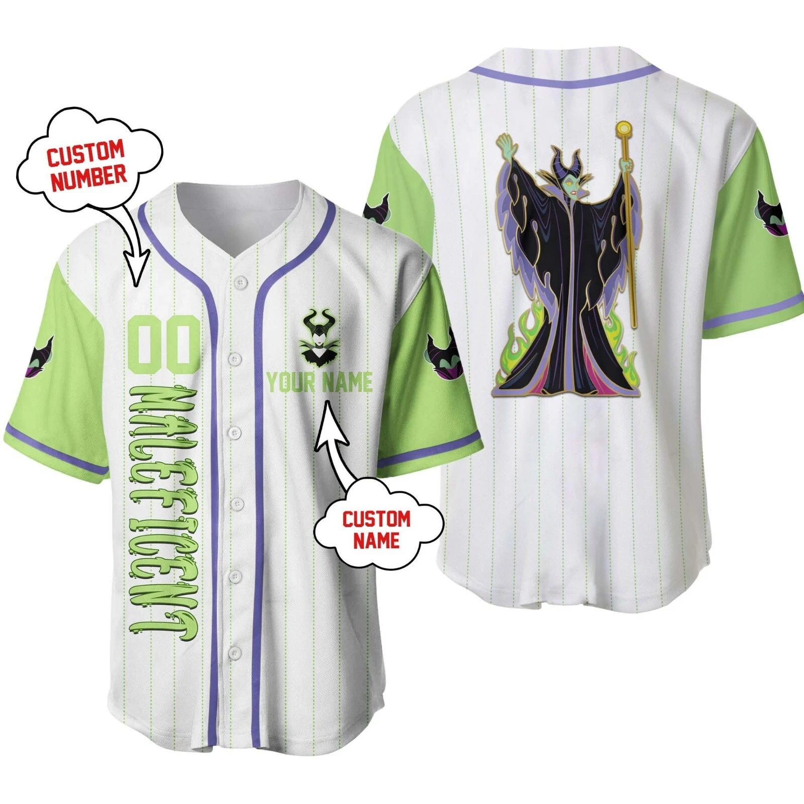Personalized Maleficent Sleeping Beauty Baseball Jersey Shirt