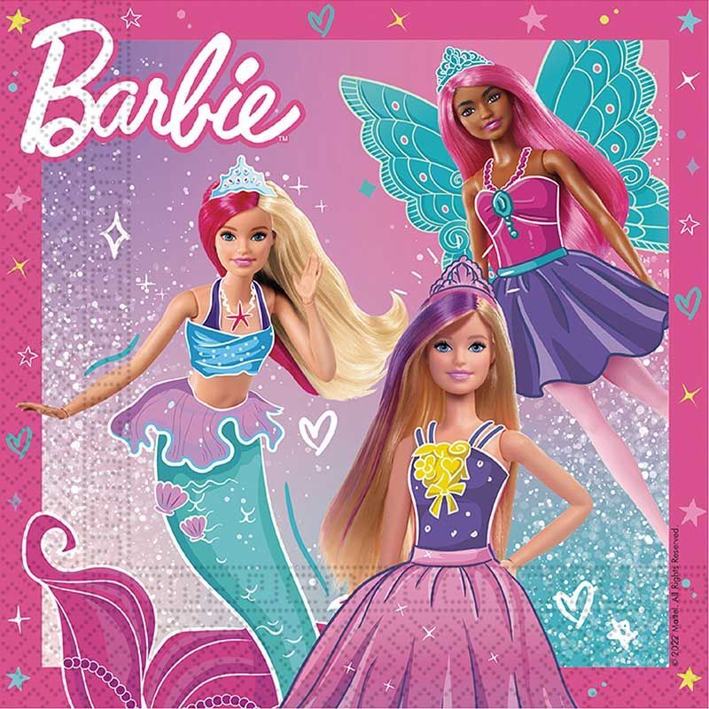 Barbie Party Napkins Barbie Fantasy Doll Birthday Party Paper Serviettes x 16