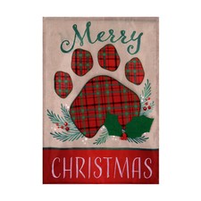 MERRY CHRISTMAS PAW PRINT DOG CAT PUPPY APPLIQUE MINI WINDOW GARDEN YARD FLAG NW