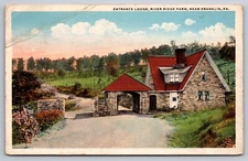 Franklin PA Area Postcard River Ridge Farm Entrance Lodge WB Posted