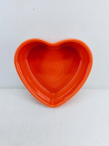 heart RAMEKIN CUP SOUFFLE BOWL 7 OZ. poppy orange FIESTA