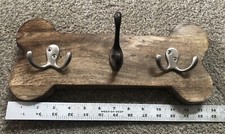 Dog Bone Wood decor Pet Leash Hook Hanger Coat Wall Rack New 13.5   X 6  