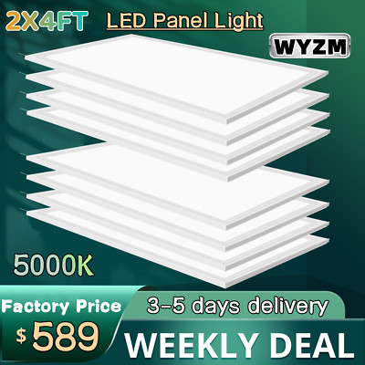8 Pack 2x4Ft LED Panel Light Drop Ceiling Flat 5000K Recessed Troffer Fixture