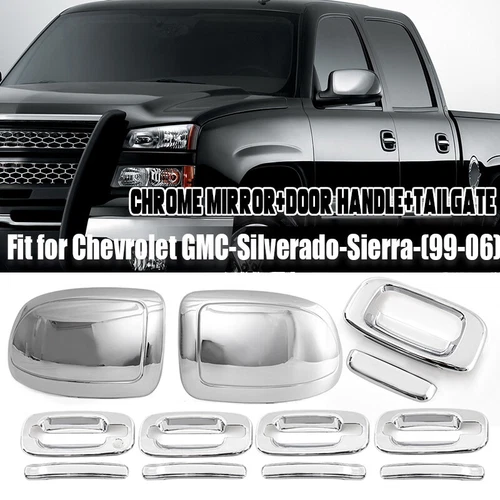 For 1999-2006 GMC Yukon XL Chrome Half Mirror Cover Cap Door Handle Cover Trim