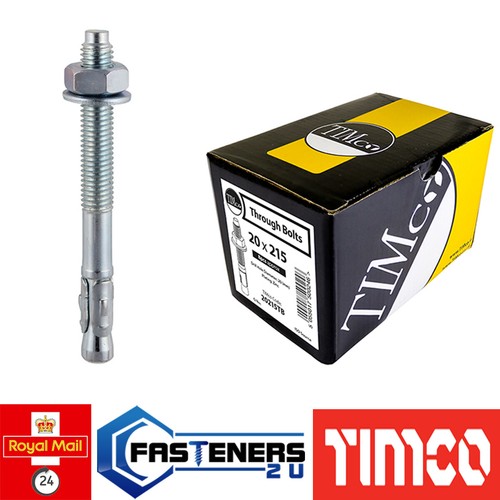 TIMco Through bolts, anchor bolts, concrete fixing, zinc coated M8 M10