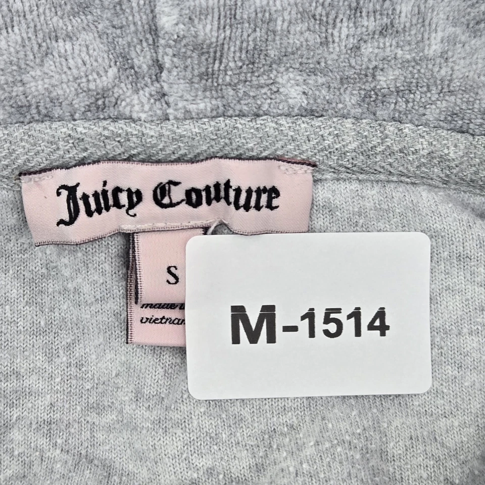 Juicy Couture Women Hoodie S Gray Velour Embroidered Long Sleeve Logo - Image 2 of 4