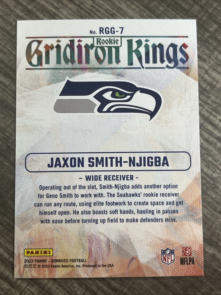 2023 Donruss, Gridiron Kings, Jaxon Smith-Njigba, Seattle Seahawks, #RGG-7, RC - Image 2 of 4