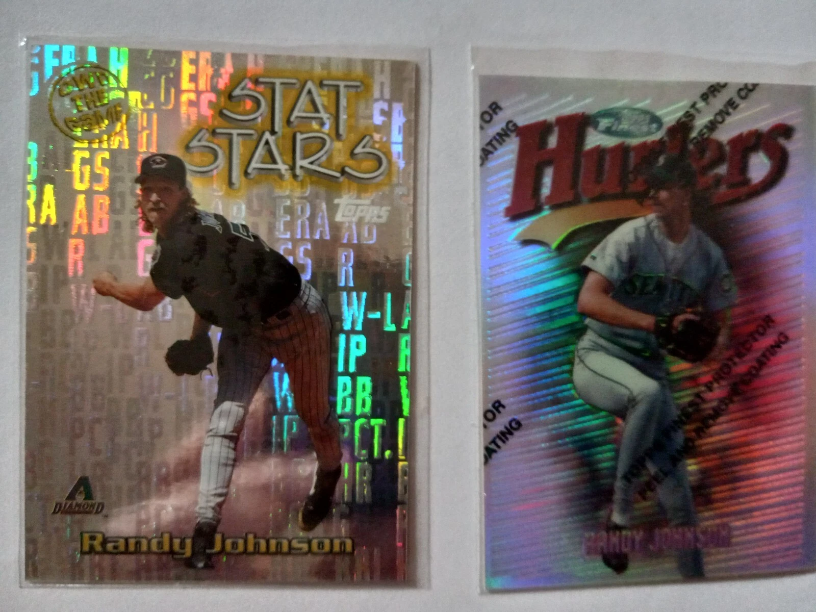 1997 Topps Finest SILVER UNCOMMON REFRACTOR Randy Johnson Mariners +Stat Stars!