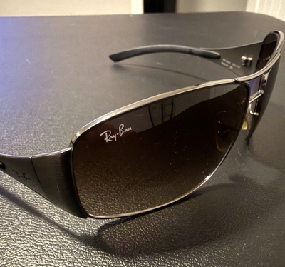 Ray-Ban RB3320 004/13 Wrap Shield Sunglasses Chrome Tone Made In