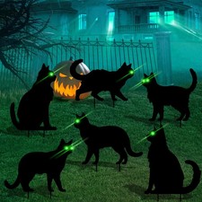 6 Pcs Black Cat Halloween Decorations Plastic Yard Signs with Stakes,Halloween