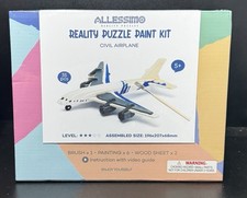 SEALED NEW Allessimo Reality Puzzle Paint Kit Civil Airplane Wood
