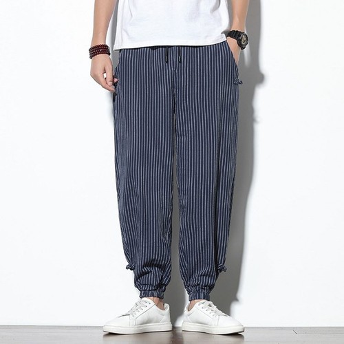 Lightweight and Trendy Mens Harem Pants with Stripe Pattern for Summer - Picture 12 of 68