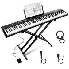 88 Key SEMI-Weighted Keyboard Piano For Beginners Kit, Black