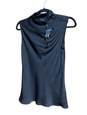 TAHARI DRAPED SLEEVELESS TOP BLACK SIZE SMALL NWT