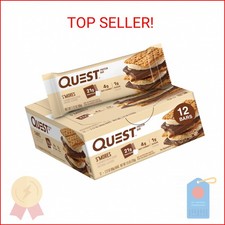 Quest Nutrition S'Mores Protein Bars, 21g Protein, 1g Sugar, 4g Net Carb, Gluten