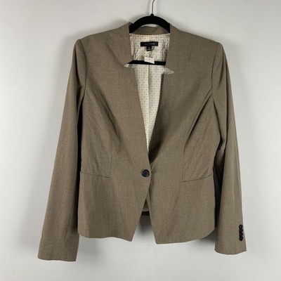 Ann Taylor Taupe All Season Stretch One Button Jacket Size 10 Stretch