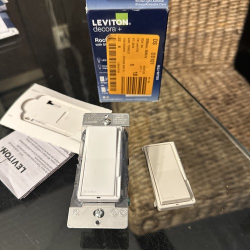 LEVITON Rocker Dimmer with Slide Bar White / Light Almond