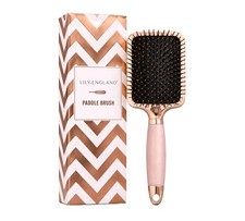 Lily England Paddle Hair Brush Rose Gold Pink Cushion Detangling Styling Blowout
