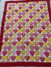 Handmade Nursery Quilt Baby Blanket Childs Throw Hearts Valentine 34X45