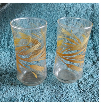 Set of 2 Vintage Libby Golden Wheat pattern tumblers