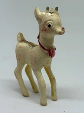 Rudolph Red Nose Reindeer Celluloid Ornament Christmas Figure Vintage 50's