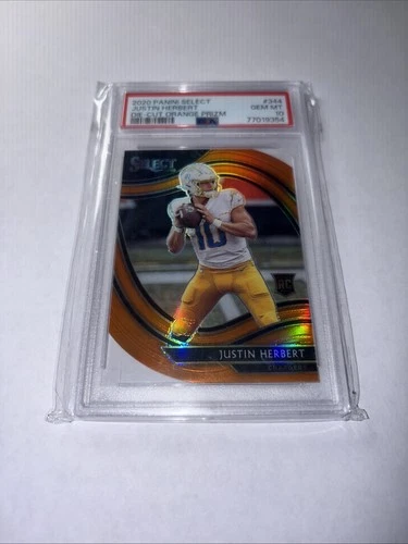 2020 Panini Select - Field Level Justin Herbert #344 Orange Prizm Die-Cut (RC)