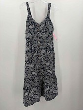 Pre-Owned Loft Navy Size 4 Midi Sleeveless Dress