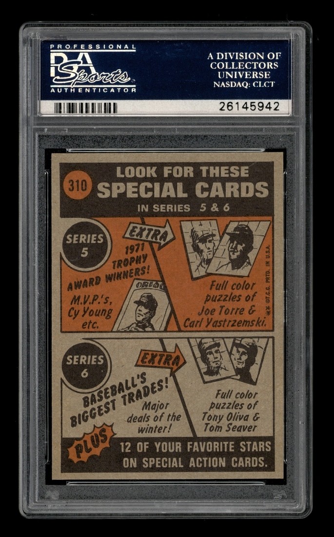 1972 Topps Set-Break #310 Roberto Clemente In Action PSA 8 NM-MT view 2
