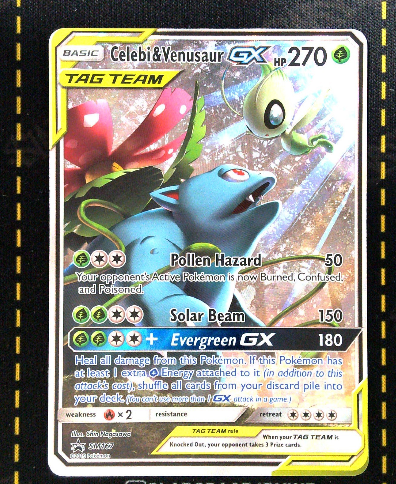 2019 POKEMON SM BLACK STAR PROMO #SM167 FULL ART/CELEBI & VENUSAUR GX